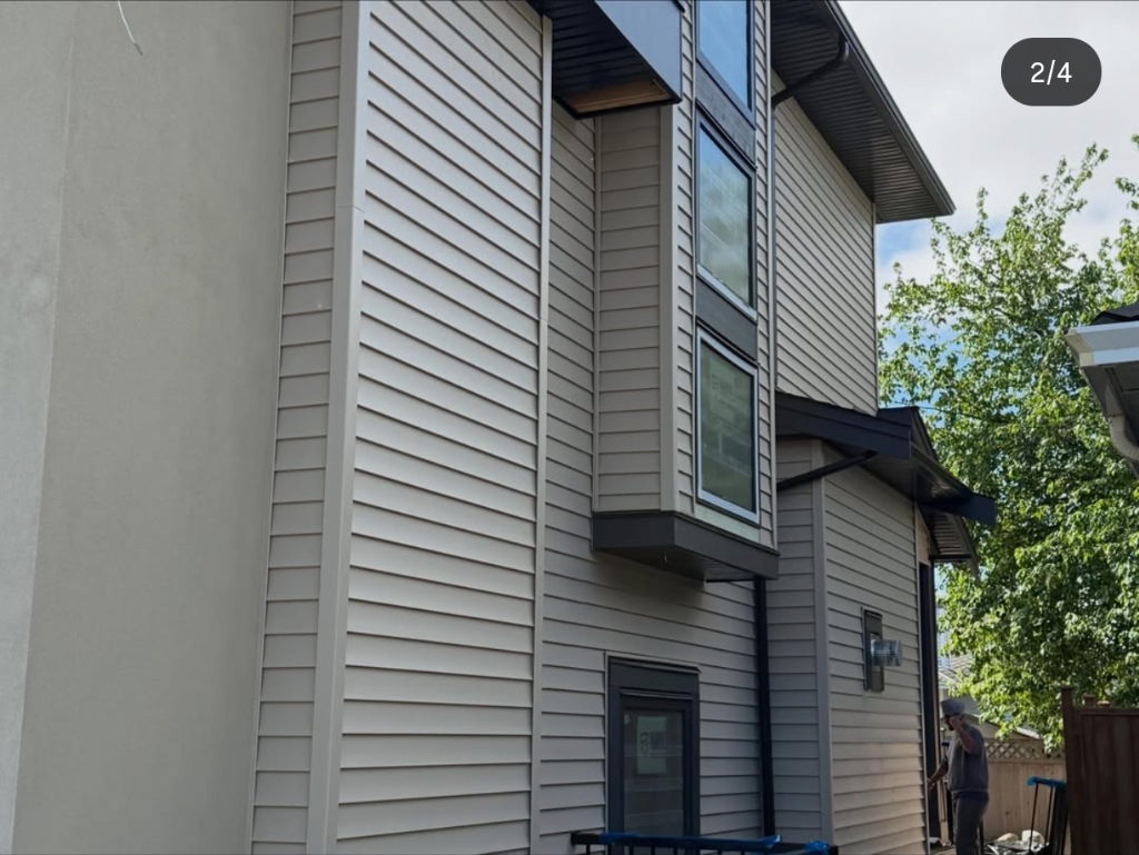 Close-up of freshly installed lap siding