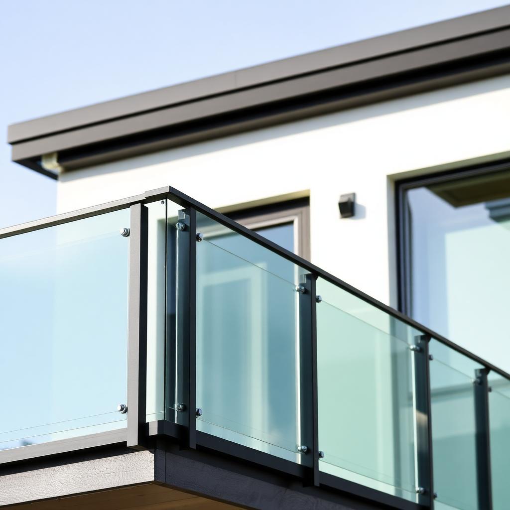 Black aluminum glass railing