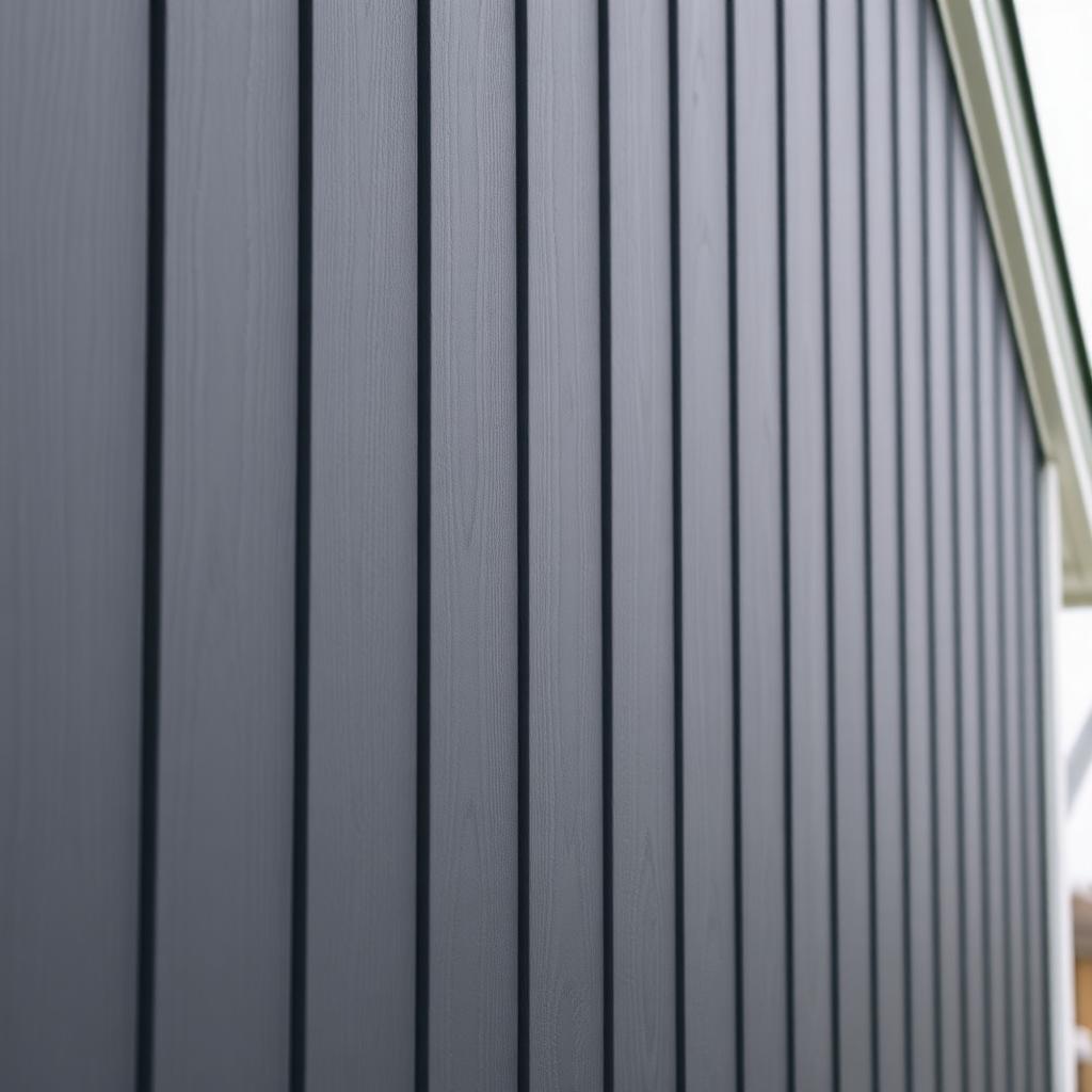 Newly installed dark siding panels